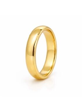 14K Gold Plated Band Ring 5 mm | Simple Dome Wedding Ring | Minimal Jewelry